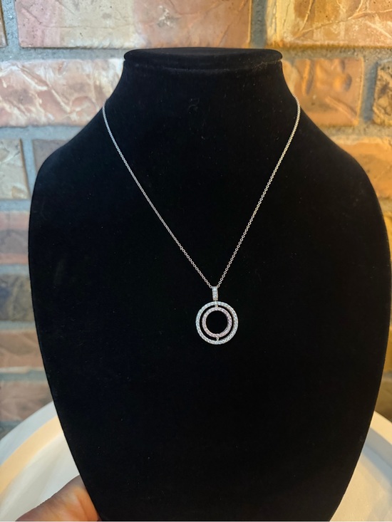 Jewelry - 925 Sterling Silver Double Circle Spinning Pendant Necklace - Women Jewelry